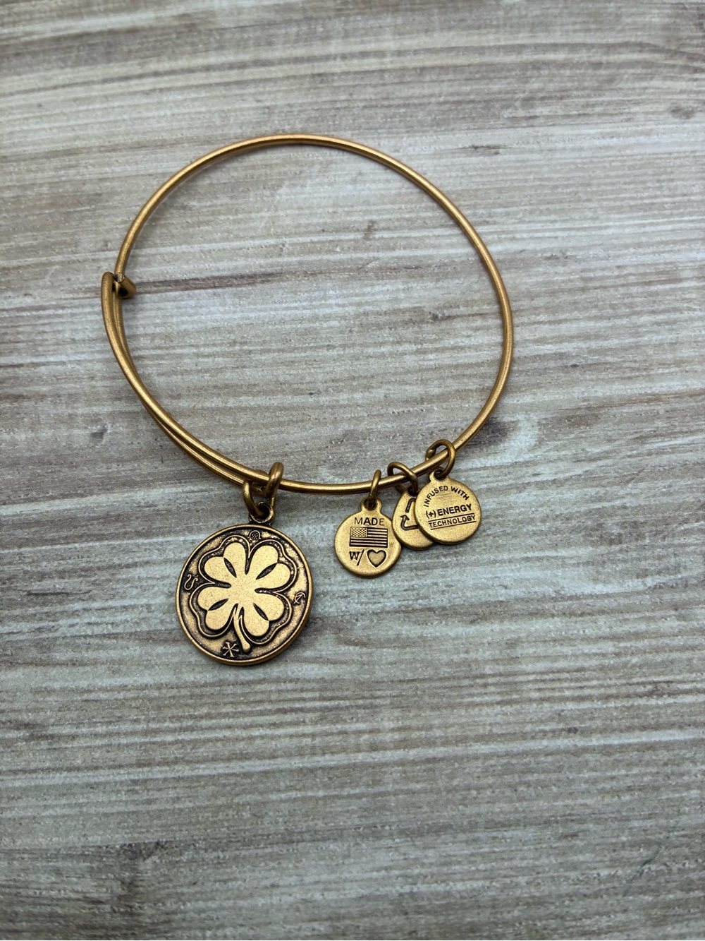 Alex and Ani Gold Four-Leaf Clover Expandable Bangle